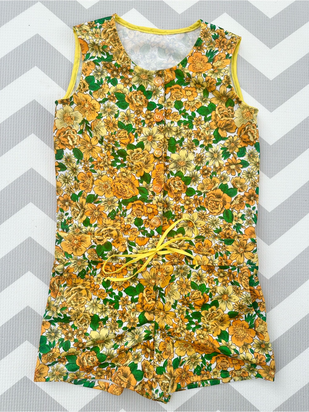 Yellow Floral Sleeveless Romper